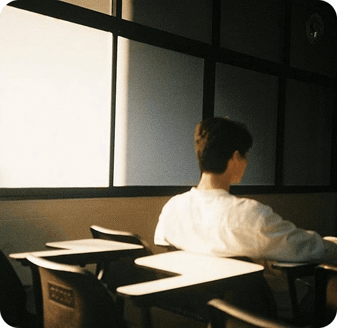 Student studying at desk